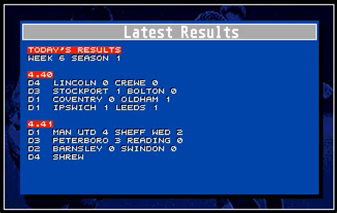 latest football scores vidiprinter